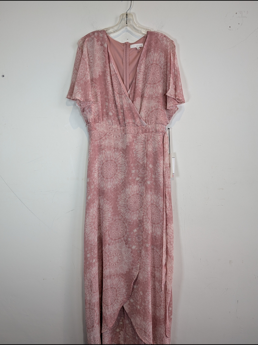 june & hudson Dusty Pink Print Wrap Style Maxi Dress, Size 10